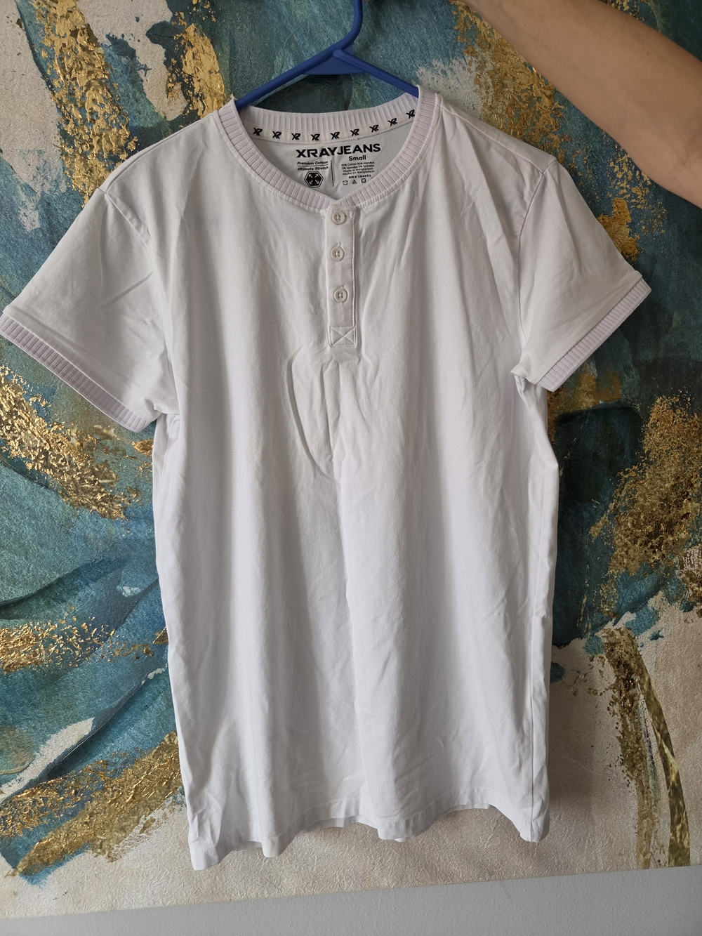 XRAYJEANS White Short Sleeve Henley Tee